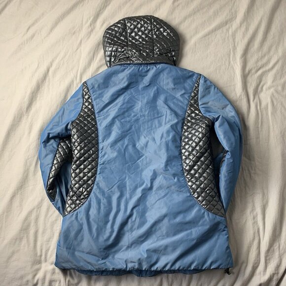 Post Card Ski Jacket Women's Size 6 Blue and silver Full Zip Puffer - Picture 8 of 16